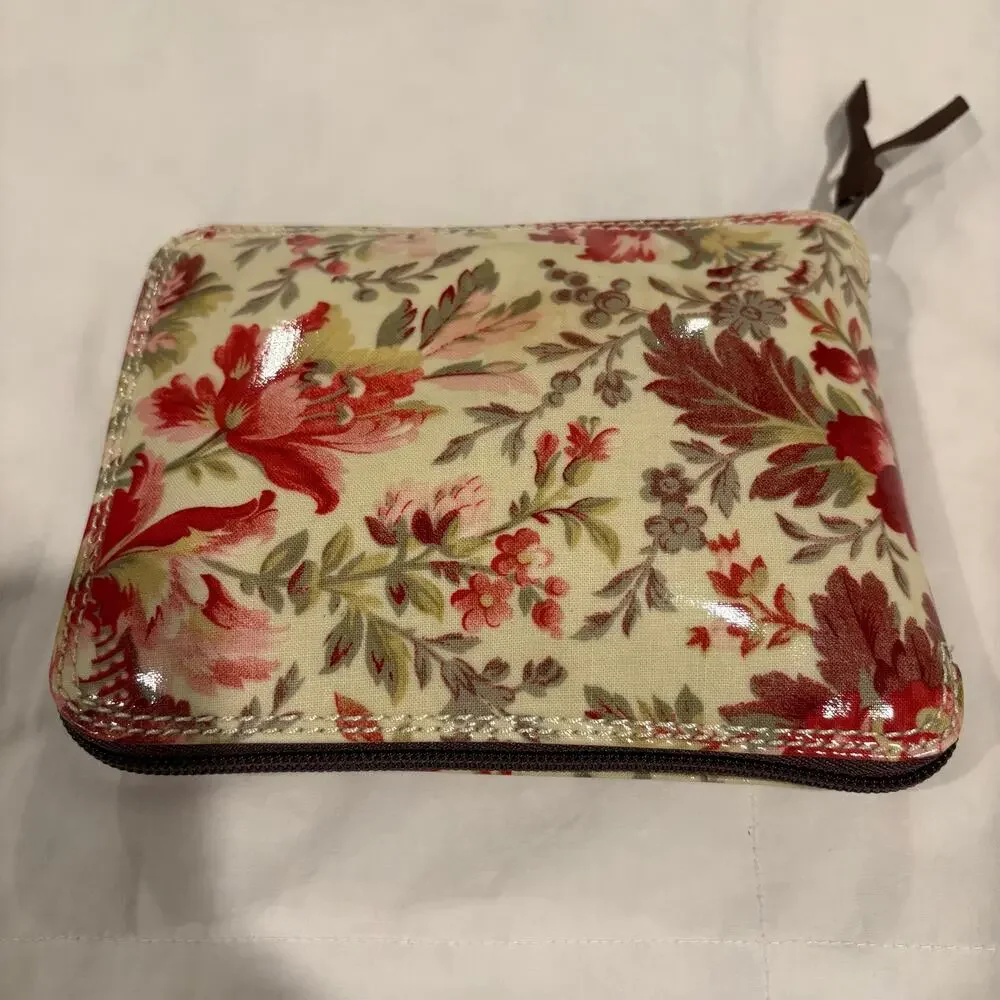 ANNA GRIFFIN Floral Tote Cream/Red/Pink/Taupe Sz OS Compactable Zippered Pouch